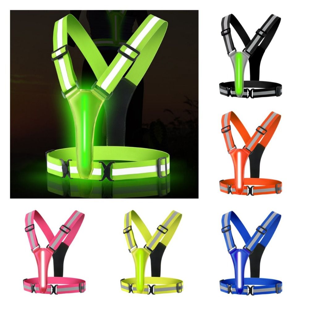 Running Gear Reflective - เสื้อกั๊กสะท้อนแสง LED ชาร์จ USB สายสะท้อนแสงทัศนวิสัยสูง อุปกรณ์วิ่ง